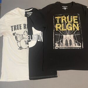 Lot Of 2 True Religion Men’s Medium Casual T Shirts Grunge Y2K Gothic